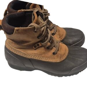 Sorel Cheyanne II Waterproof Duck Boots Mens Elk Brown Leather